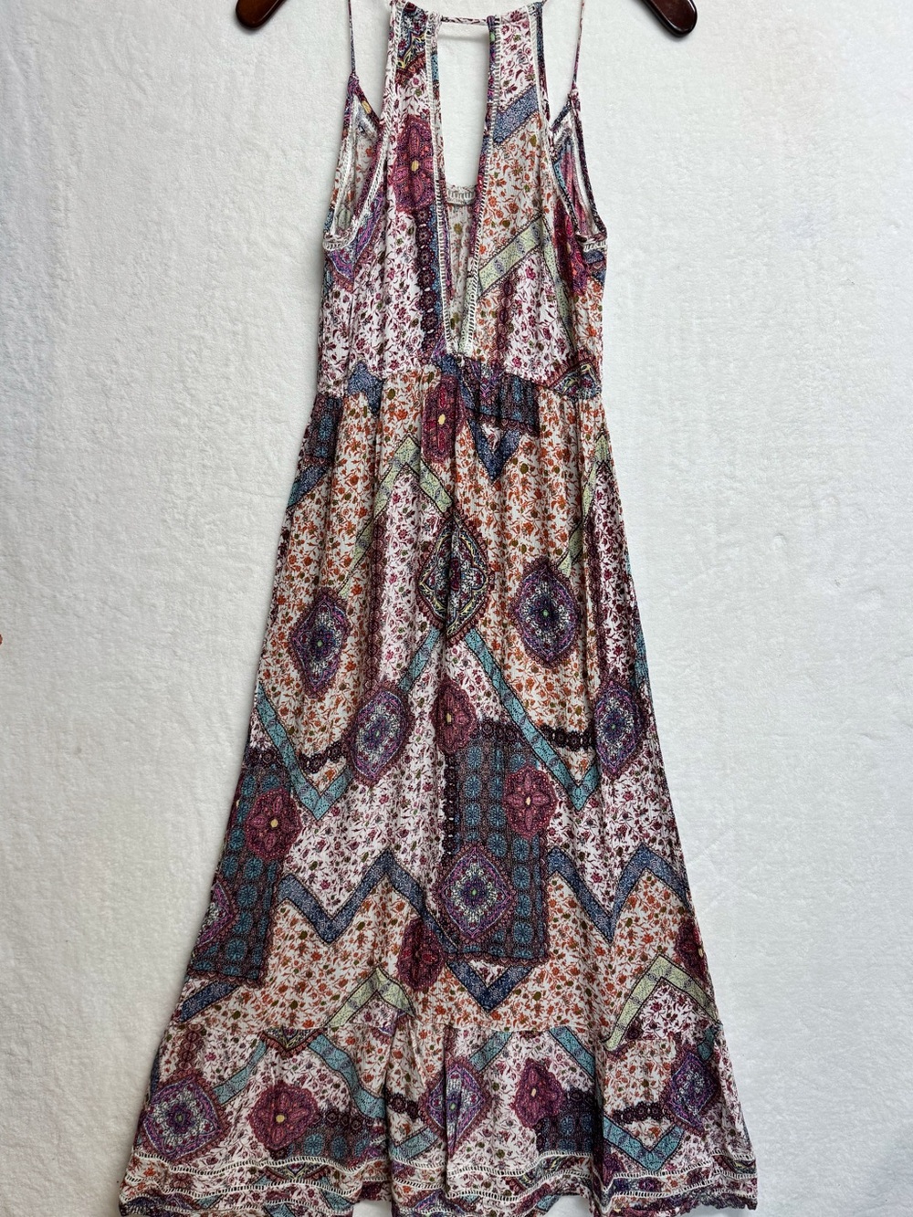 Patrons Of Peace Dress Small Women’s Maxi Button Down Front Straps No Sleeves